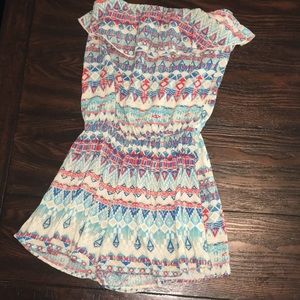 Aztec pattern strapless romper